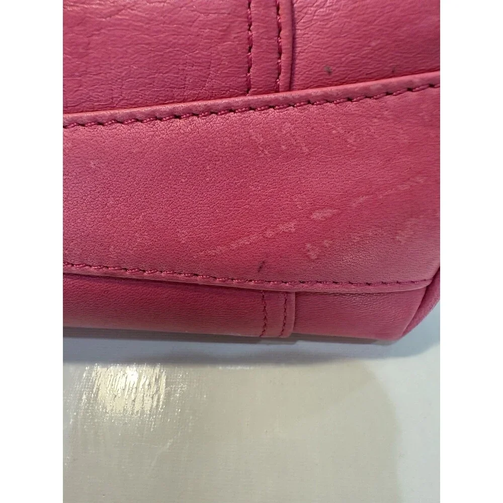 TIGNANELLO Pink Leather Kisslock Closure Handbag With Chain Leather Strap